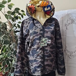 Bape Rare NWT Camouflage/ Gold WGM Shark Reversible Jacket XXL